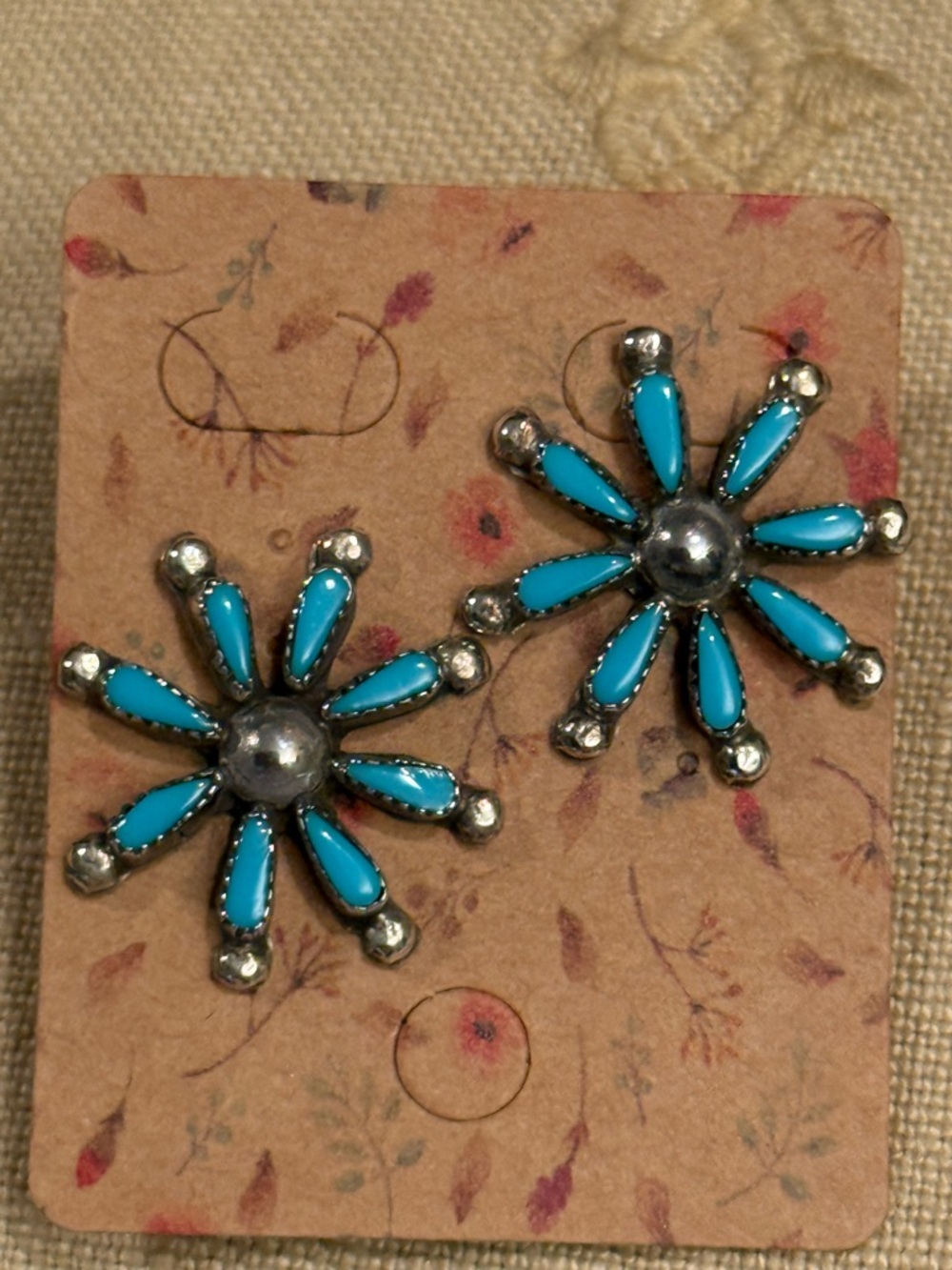 Sterling Silver / Turquoise Stud Earrings - Picture 2 of 7